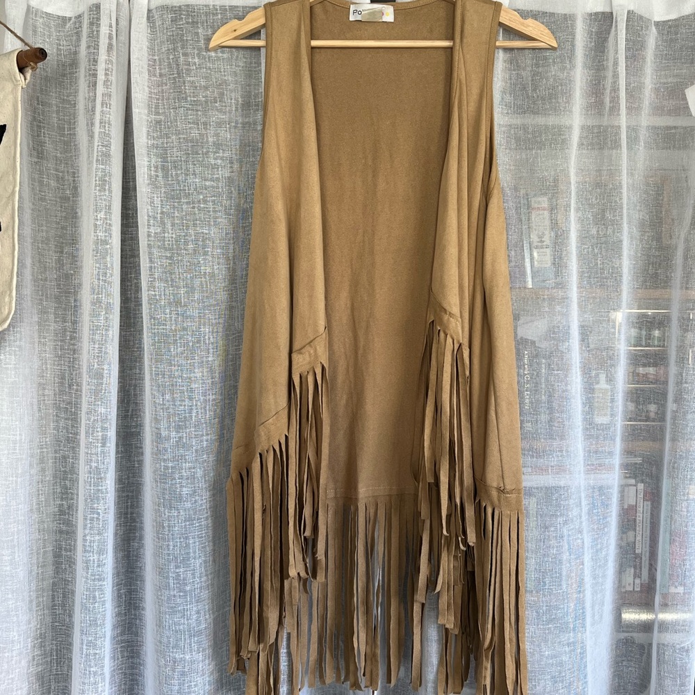 Vest cardigan with fringe